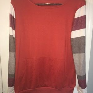 Long Sleeve Tee with Color Block Sleeves